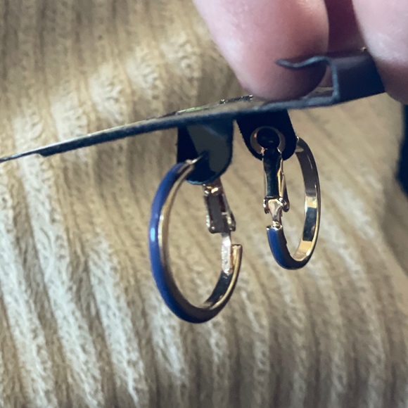 Gold and Blue Hoop Earrings โ Taramanda - Picture 8 of 10